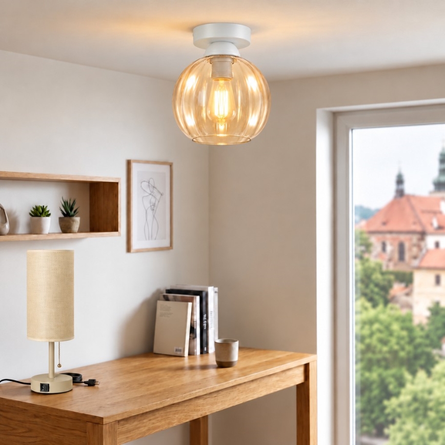 BRILAGI - LED mennyezeti lámpa RETRO GLASS 1xE27/60W/230V átm. 18 cm fehér/füstös bézs