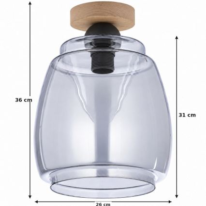 BRILAGI - LED mennyezeti lámpatest RETRO GLASS 1xE27/60W/230V Ø 26 cm tölgy/füstszürke