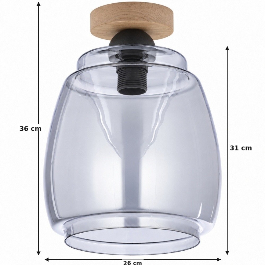 BRILAGI - LED mennyezeti lámpatest RETRO GLASS 1xE27/60W/230V Ø 26 cm tölgy/füstszürke