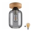 BRILAGI - LED mennyezeti lámpa RETRO GLASS 1xE27/60W/230V átm. 14 cm tölgy/füstszürke
