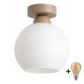 BRILAGI - LED mennyezeti lámpa RETRO GLASS 1xE27/60W/230V átm. 15 cm bézs/fehér