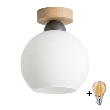 BRILAGI - LED mennyezeti lámpa RETRO GLASS 1xE27/60W/230V átm. 15 cm tölgy/fehér