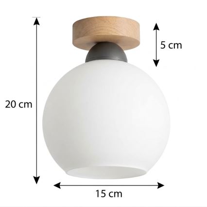 BRILAGI - LED mennyezeti lámpa RETRO GLASS 1xE27/60W/230V átm. 15 cm tölgy/fehér