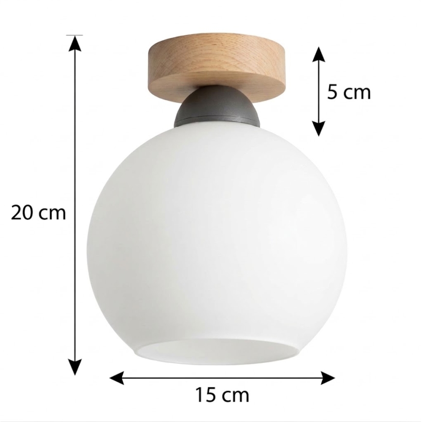 BRILAGI - LED mennyezeti lámpa RETRO GLASS 1xE27/60W/230V átm. 15 cm tölgy/fehér