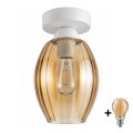 BRILAGI - LED mennyezeti lámpa RETRO GLASS 1xE27/60W/230V átm. 17 cm fehér/füstös bézs
