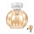 BRILAGI - LED mennyezeti lámpa RETRO GLASS 1xE27/60W/230V átm. 18 cm fehér/füstös bézs