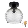 BRILAGI - LED mennyezeti lámpa RETRO GLASS 1xE27/60W/230V átm. 18 cm fekete/füstszürke