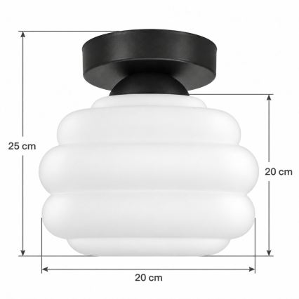 BRILAGI - LED mennyezeti lámpa RETRO GLASS 1xE27/60W/230V átm. 20 cm fekete/fehér