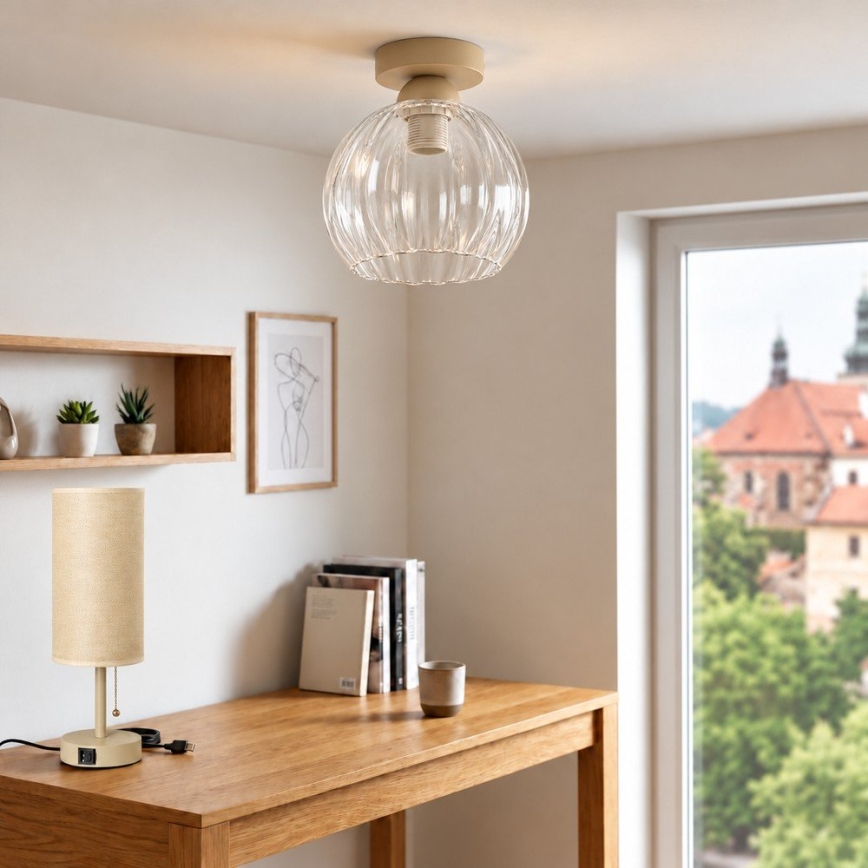 BRILAGI - LED mennyezeti lámpa RETRO GLASS 1xE27/60W/230V átm. 25 cm bézs/átlátszó