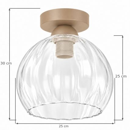 BRILAGI - LED mennyezeti lámpa RETRO GLASS 1xE27/60W/230V átm. 25 cm bézs/átlátszó
