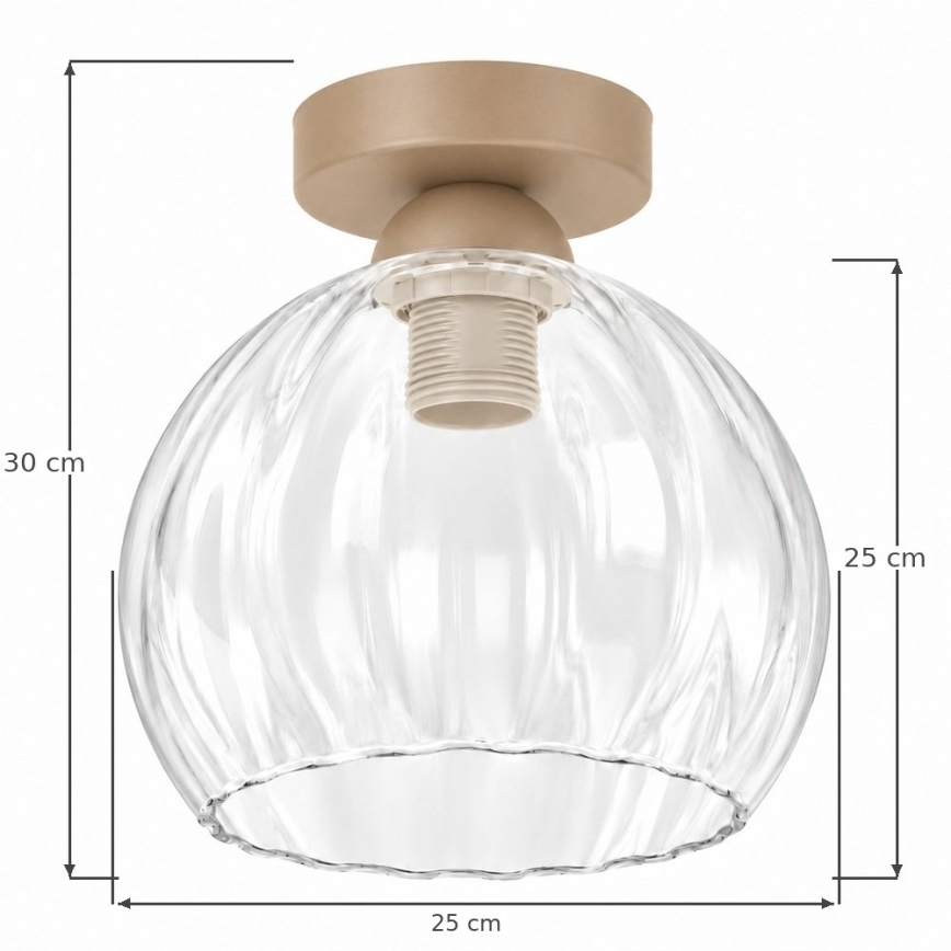 BRILAGI - LED mennyezeti lámpa RETRO GLASS 1xE27/60W/230V átm. 25 cm bézs/átlátszó