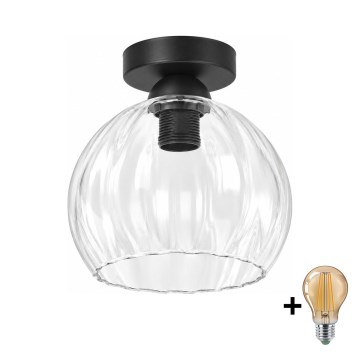 BRILAGI - LED mennyezeti lámpa RETRO GLASS 1xE27/60W/230V átm. 25 cm fekete/átlátszó