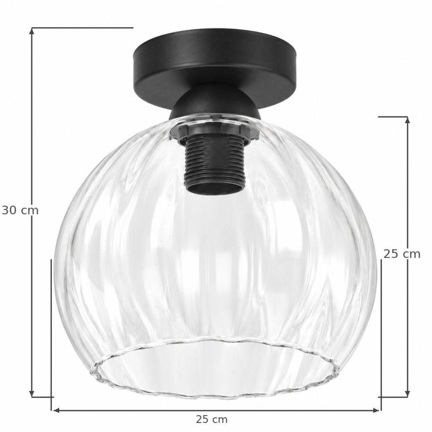 BRILAGI - LED mennyezeti lámpa RETRO GLASS 1xE27/60W/230V átm. 25 cm fekete/átlátszó