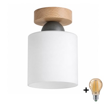 BRILAGI - LED mennyezeti lámpa RETRO GLASS 1xE27/60W/230V Ø 10 cm tölgy/fehér