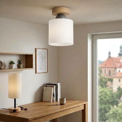 BRILAGI - LED mennyezeti lámpa RETRO GLASS 1xE27/60W/230V Ø 10 cm tölgy/fehér