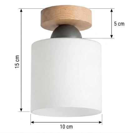 BRILAGI - LED mennyezeti lámpa RETRO GLASS 1xE27/60W/230V Ø 10 cm tölgy/fehér