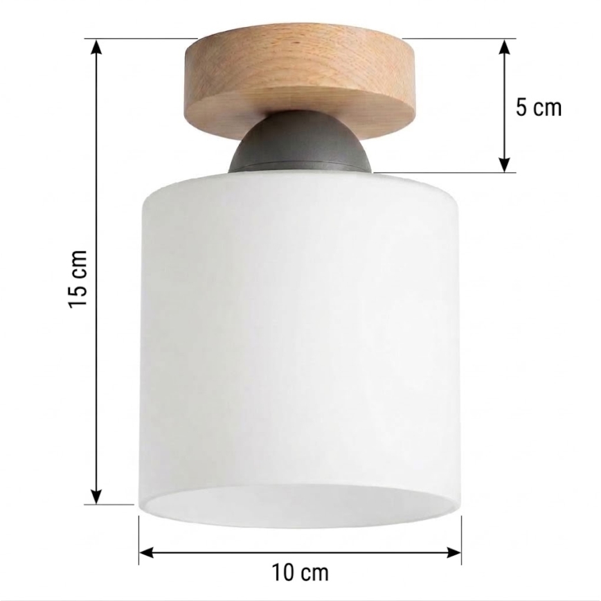 BRILAGI - LED mennyezeti lámpa RETRO GLASS 1xE27/60W/230V Ø 10 cm tölgy/fehér