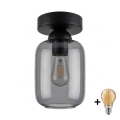 BRILAGI - LED mennyezeti lámpa RETRO GLASS 1xE27/60W/230V Ø 14 cm fekete/füstszürke
