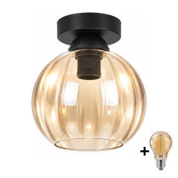 BRILAGI - LED mennyezeti lámpa RETRO GLASS 1xE27/60W/230V Ø 18 cm fekete/füstös bézs
