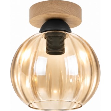 BRILAGI - LED mennyezeti lámpa RETRO GLASS 1xE27/60W/230V Ø 18 cm tölgy/füstös bézs