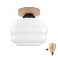 BRILAGI - LED mennyezeti lámpa RETRO GLASS 1xE27/60W/230V Ø 20 cm tölgy/fehér