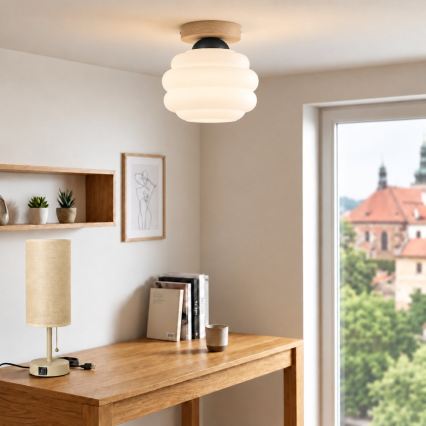 BRILAGI - LED mennyezeti lámpa RETRO GLASS 1xE27/60W/230V Ø 20 cm tölgy/fehér