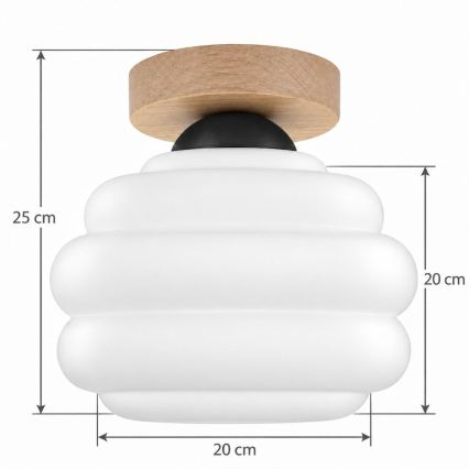 BRILAGI - LED mennyezeti lámpa RETRO GLASS 1xE27/60W/230V Ø 20 cm tölgy/fehér