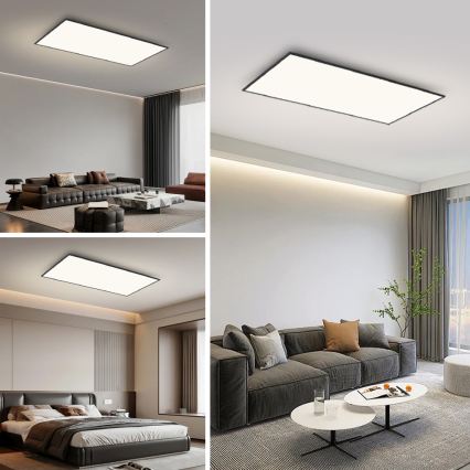 Brilagi - SLIMFRAME LED mennyezeti lámpa, 80 W, 230 V, 120x60 cm, 3000/4000/6000 K, fekete