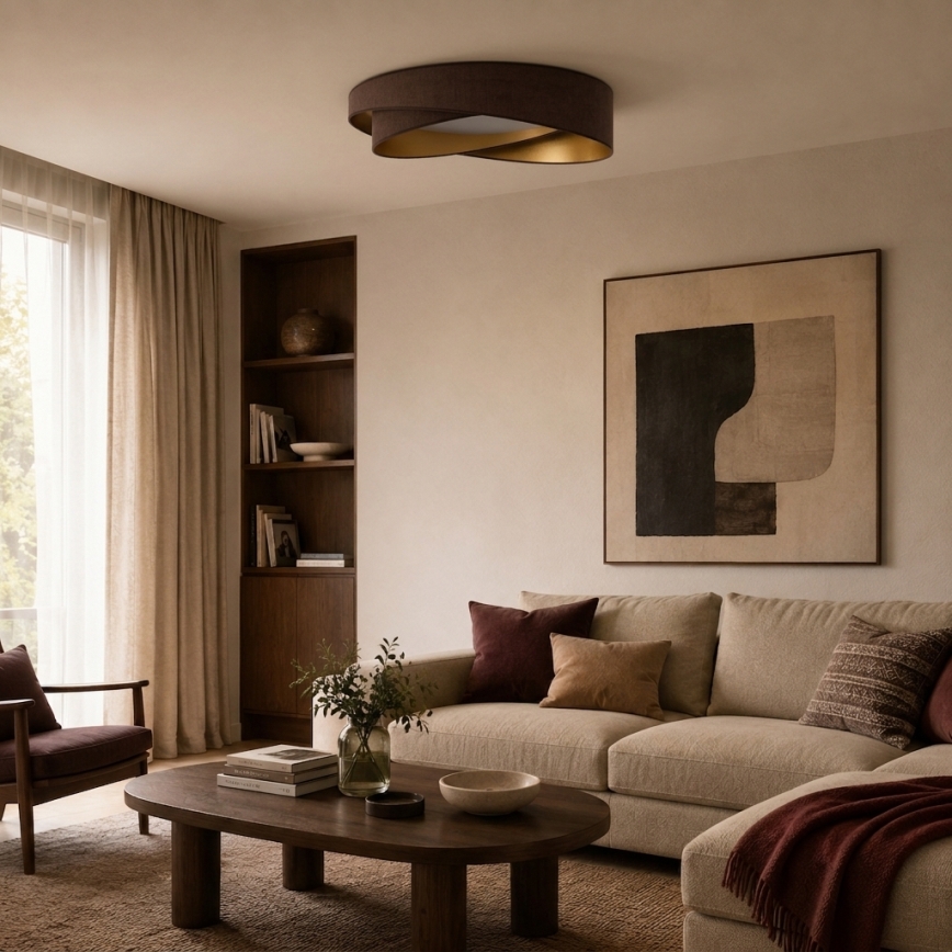 BRILAGI - LED mennyezeti lámpa VELVET TWIST LED/24W/230V 4000K átm. 55 cm barna/arany