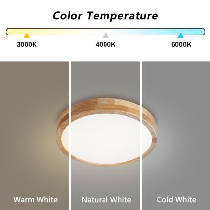 Brilagi - LED mennyezeti lámpa WOODLINE LED/24W/230V 3000/4000/6000K tölgy, átmérő 30 cm