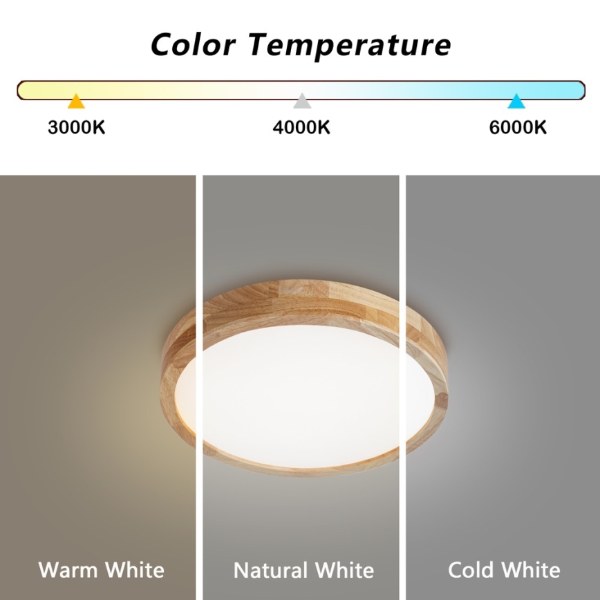 Brilagi - LED mennyezeti lámpa WOODLINE LED/24W/230V 3000/4000/6000K tölgy, átmérő 30 cm