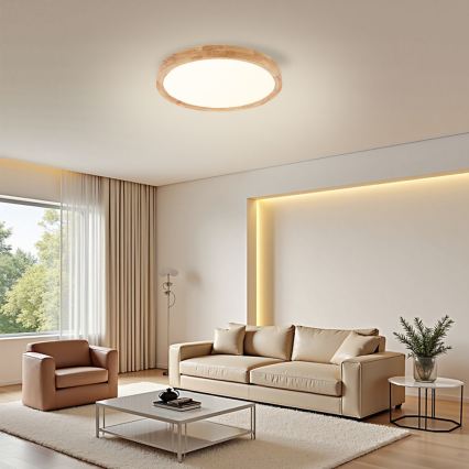 Brilagi - LED mennyezeti lámpa WOODROUND LED/30W/230V 3000/4000/6000K átm. 40 cm fa CRI 90