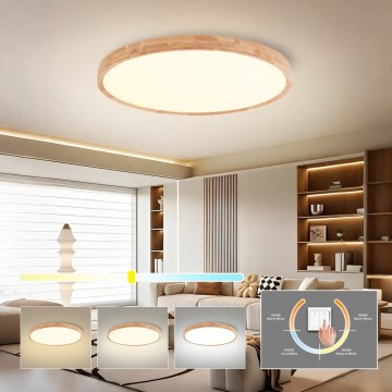 Brilagi - LED mennyezeti lámpa WOODROUND LED/70W/230V 3000/4000/6000K átm. 80 cm fa CRI 90