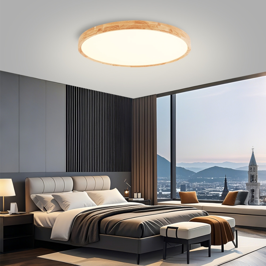 Brilagi - LED mennyezeti lámpatest WOODROUND LED/70W/230V 3000/4000/6000K átm. 80 cm fa CRI 90
