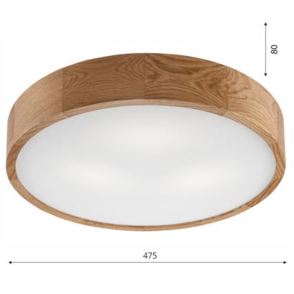 Brilagi - LED mennyezeti lámpatest CARVALHO 3xE27/15W/230V tölgy átm. 47,5 cm