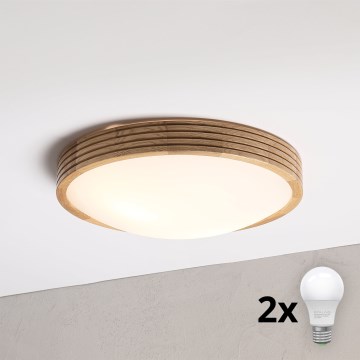Brilagi - LED mennyezeti lámpatest CARVALHO MODERN SLIM 2xE27/60W/230V, átmérő 37,5 cm, tölgy