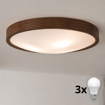 Brilagi - LED mennyezeti lámpatest CARVALHO SLIM 3xE27/15W/230V tölgy/dió Ø 47 cm
