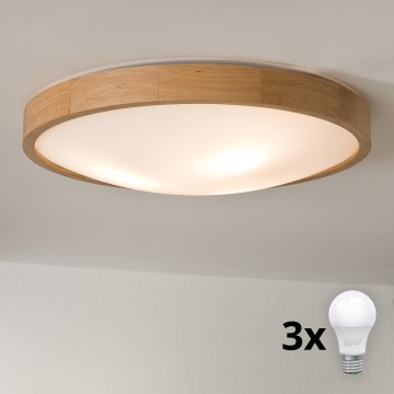 Brilagi - LED mennyezeti lámpatest CARVALHO SLIM 3xE27/45W/230V tölgy átm. 47 cm