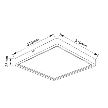 Brilagi - LED mennyezeti lámpatest ESTELA SQUARE LED/24W/230V 31x31 cm fekete