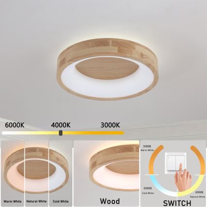 Brilagi - LED mennyezeti lámpa FALCON WOOD LED/30W/230V 3000/4000/6000K átm. 45 cm fa