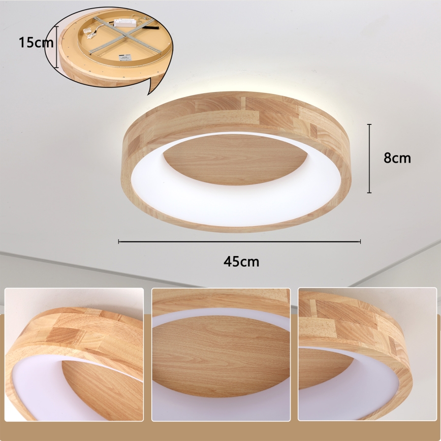 Brilagi - LED mennyezeti lámpa FALCON WOOD LED/30W/230V 3000/4000/6000K átm. 45 cm fa
