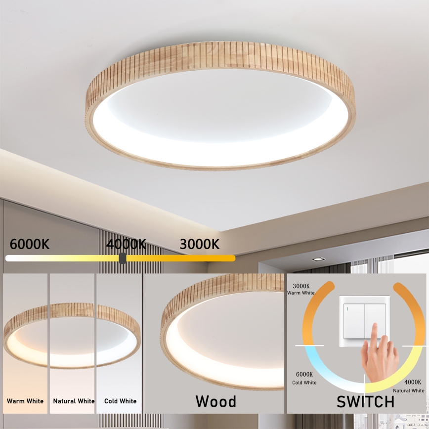 Brilagi - LED mennyezeti lámpa FALCON WOOD MODERN LED/60W/230V 3000/4000/6000K átm. 80 cm fa
