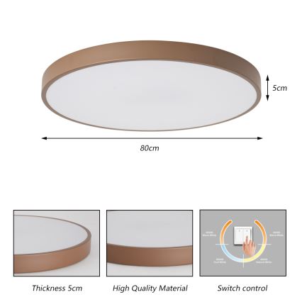 Brilagi - LED mennyezeti lámpatest POOL LED/100W/230V 3000/4000/6000K Ø 80 cm barna