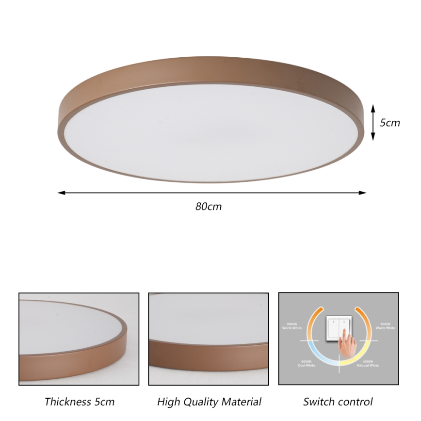 Brilagi - LED mennyezeti lámpatest POOL LED/100W/230V 3000/4000/6000K Ø 80 cm barna