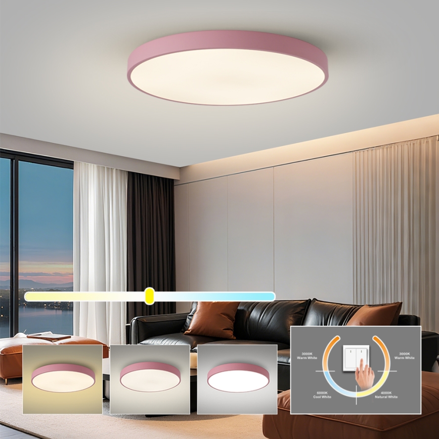 Brilagi - LED mennyezeti lámpatest POOL LED/100W/230V 3000/4000/6000K, átm. 80 cm, rózsaszín