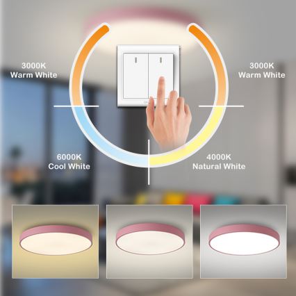 Brilagi - LED mennyezeti lámpatest POOL LED/100W/230V 3000/4000/6000K, átm. 80 cm, rózsaszín