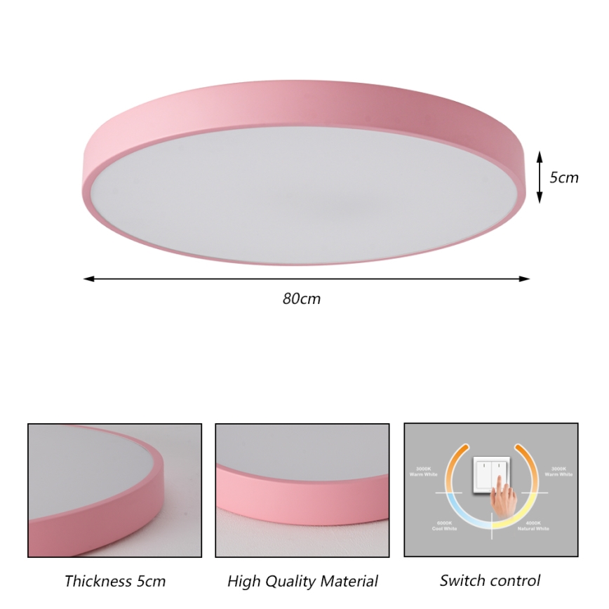 Brilagi - LED mennyezeti lámpatest POOL LED/100W/230V 3000/4000/6000K, átm. 80 cm, rózsaszín