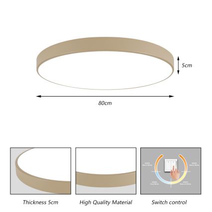 Brilagi - POOL LED mennyezeti lámpatest 100W/230V 3000/4500/6000K átm. 80 cm bézs