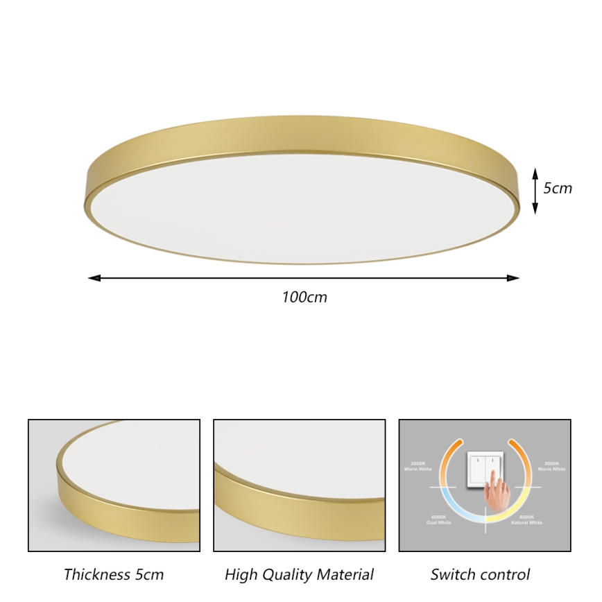Brilagi - LED mennyezeti lámpatest POOL LED/128W/230V 3000/4000/6000K átmérő 100 cm aranyszínű