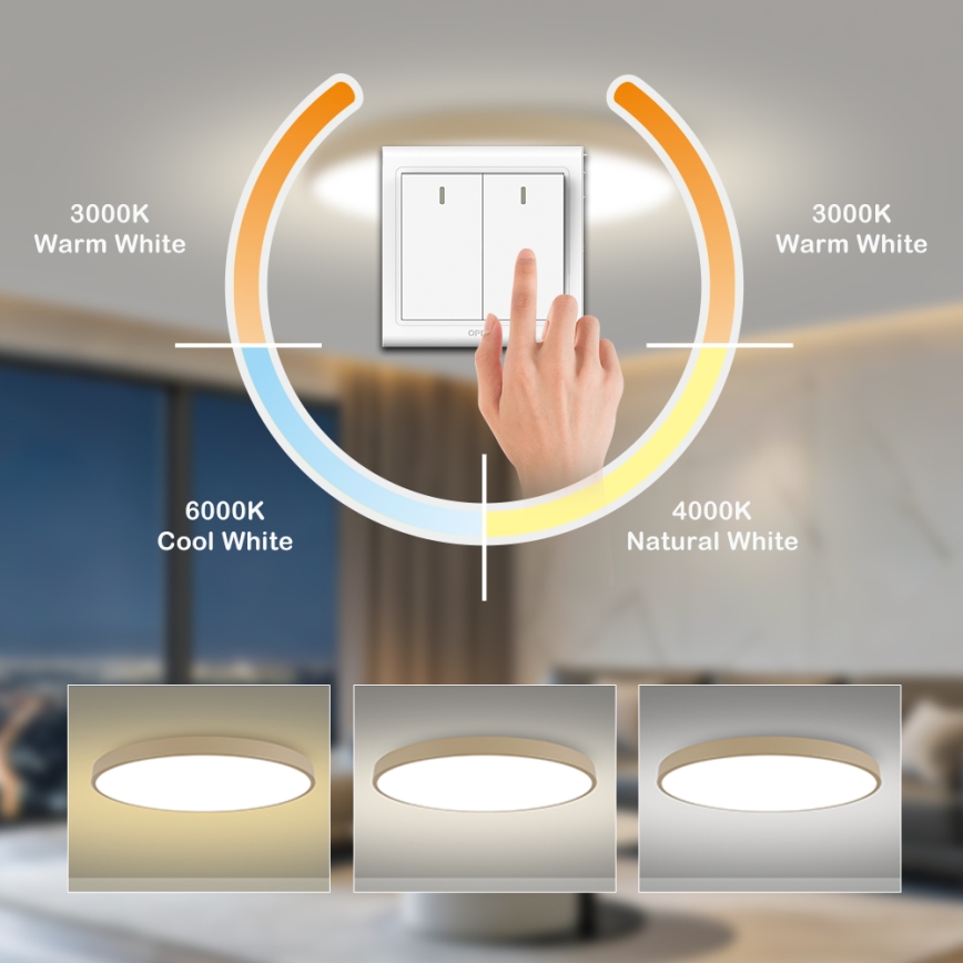 Brilagi - POOL LED mennyezeti lámpa, 180 W, 230 V, 3000/4500/6000 K, átmérő 120 cm, bézs
